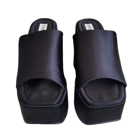 Vintage Y2K Steve Madden Daniella 90s Platform Slides Sandals, Black, Size 8 - Picture 4 of 10